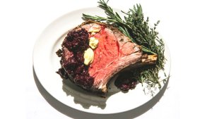 Anchovy-Rosemary-Crusted Prime Rib Roast with Blackberry Conserva