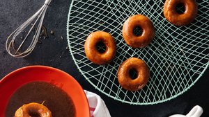 Apple Cider Doughnuts with Cider-Caramel Glaze