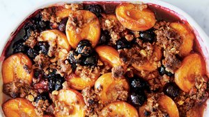 Apricot, Cherry, and Graham Cracker Crumble