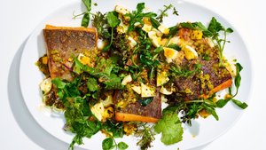 Arctic Char With Greens and Gribiche Dressing
