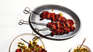 Barbecue Pork with Blistered Chile–Pumpkin Seed Salsa