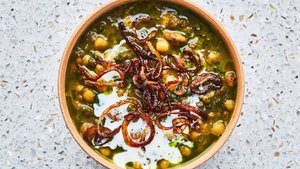 Beans and Green Soup With Salted Yogurt and Sizzled Mint