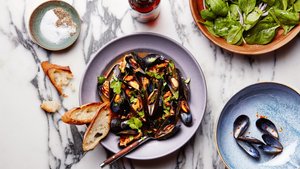 Beer-Steamed Mussels With Chorizo