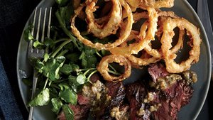 Bistro Steak with Buttermilk Onion Rings