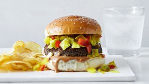 Black-Eyed Pea Burgers With Creamy Barbecue Sauce and Chowchow
