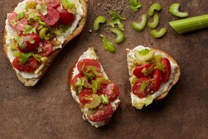 "Bloody Mary" Tomato Toast with Celery and Horseradish