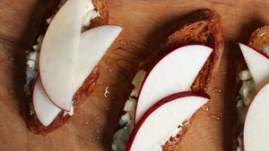 Blue Cheese, Apple, and Sage-Honey Crostini