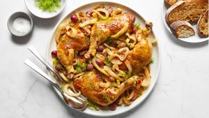 Braised Chicken Legs With Grapes and Fennel