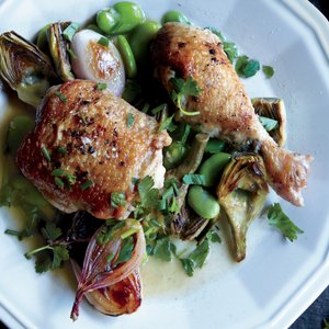 Braised Chicken with Artichokes and Fava Beans
