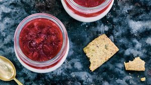 Buttermilk Panna Cotta With Rhubarb-Strawberry Jelly