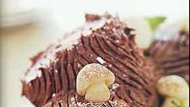 Bûche de Noël with Marzipan Mushrooms