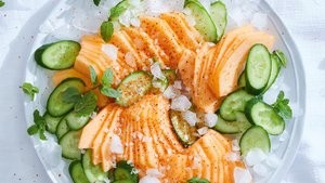 Cantaloupe, Cucumbers, Lime, and Mint