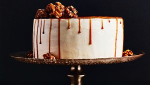 Caramel Apple Drip Cake With Candied Walnuts