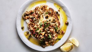 Cauliflower Steaks and Purée With Walnut-Caper Salsa