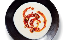 Cauliflower-Cashew Soup with Crispy Buckwheat