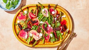 Charred Asparagus and Dates With Goat Cheese