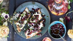 Charred Bread with Ricotta and Cherry Salsa