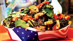 Charred Broccoli Salad with Eggplant Purée