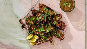 Charred Eggplant With Spicy Tomato Sauce and Peanuts