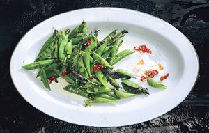 Charred Sugar Snap Peas with Buttermilk Aioli