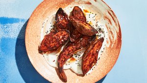 Charred Sweet Potatoes With Toum