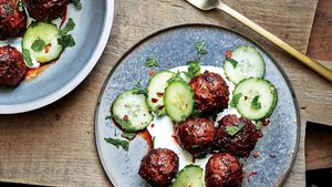 Chile-Cumin Lamb Meatballs with Yogurt and Cucumber