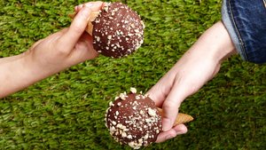 Chocolate-Dipped Ice Cream Cones With Peanuts