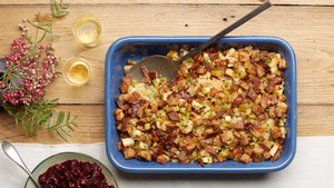 Cider, Bacon, and Golden Raisin Stuffing