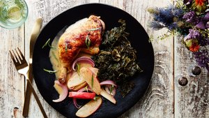 Cider-Braised Chicken With Apples and Kale