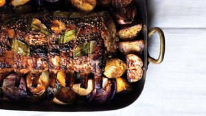 Cider-Brined Pork Roast with Potatoes and Onions