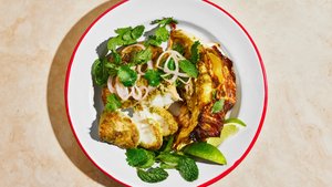 Cilantro Roast Cod and Cabbage With Herb Salad