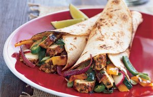 Cilantro-Lime Chicken Fajitas with Grilled Onions
