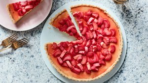 Coconut Custard and Rhubarb Tart