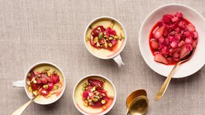 Coconut Milk Custard with Strawberry-Rhubarb Compote