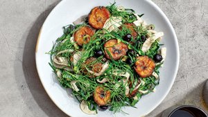 Collard Greens Salad With Fried Plantain and Sumac