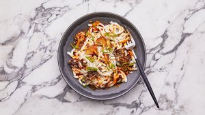 Creamy Cashew Udon With Crispy Mushrooms