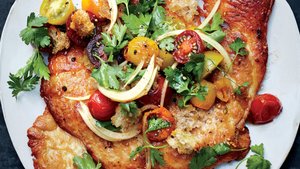 Crispy Chicken Cutlets with Cherry Tomato Panzanella