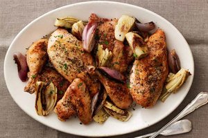 Crispy Salt and Pepper Chicken with Caramelized Fennel and Shallots