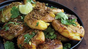Crispy Smashed New Potatoes With Lime, Cilantro, and Spices
