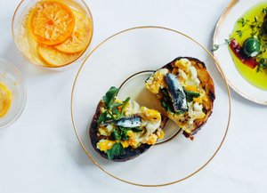 Crostini with Crushed Eggs and Salted Anchovies