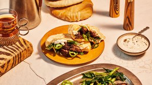 Cumin Steak and Scallion Pitas