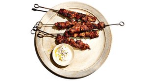 Cumin-Chile Lamb Kebabs With Garlic Yogurt