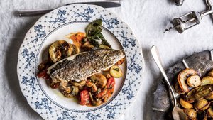 Dorade With Potatoes and Burst Tomato Sauce