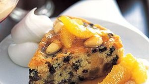 Dundee Cake with Hot Marmalade Sauce