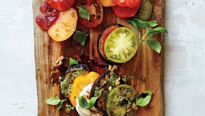 Eggplant, Tomato, and Pesto Stack