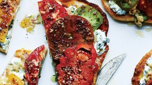 Falafel-Spiced Tomatoes and Chickpeas on Flatbread