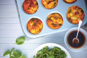 Feta, Spinach, and Basil Omelette Muffins