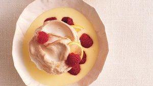 Floating Islands with Lemon-Scented Custard Sauce and Raspberries