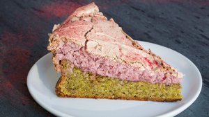 Flourless Pistachio Cake With Strawberry Meringue