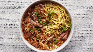 French Onion Beef Noodle Soup
